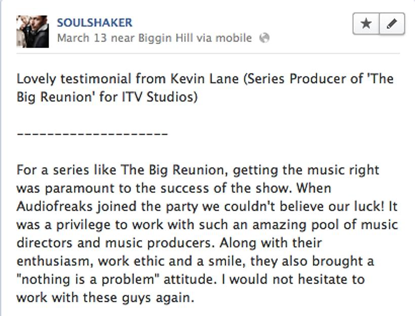 Testimonial from Kevin Lane, series producer of The Big Reunion