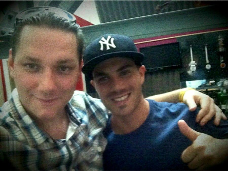 Warren with Max George of The Wanted in the studio