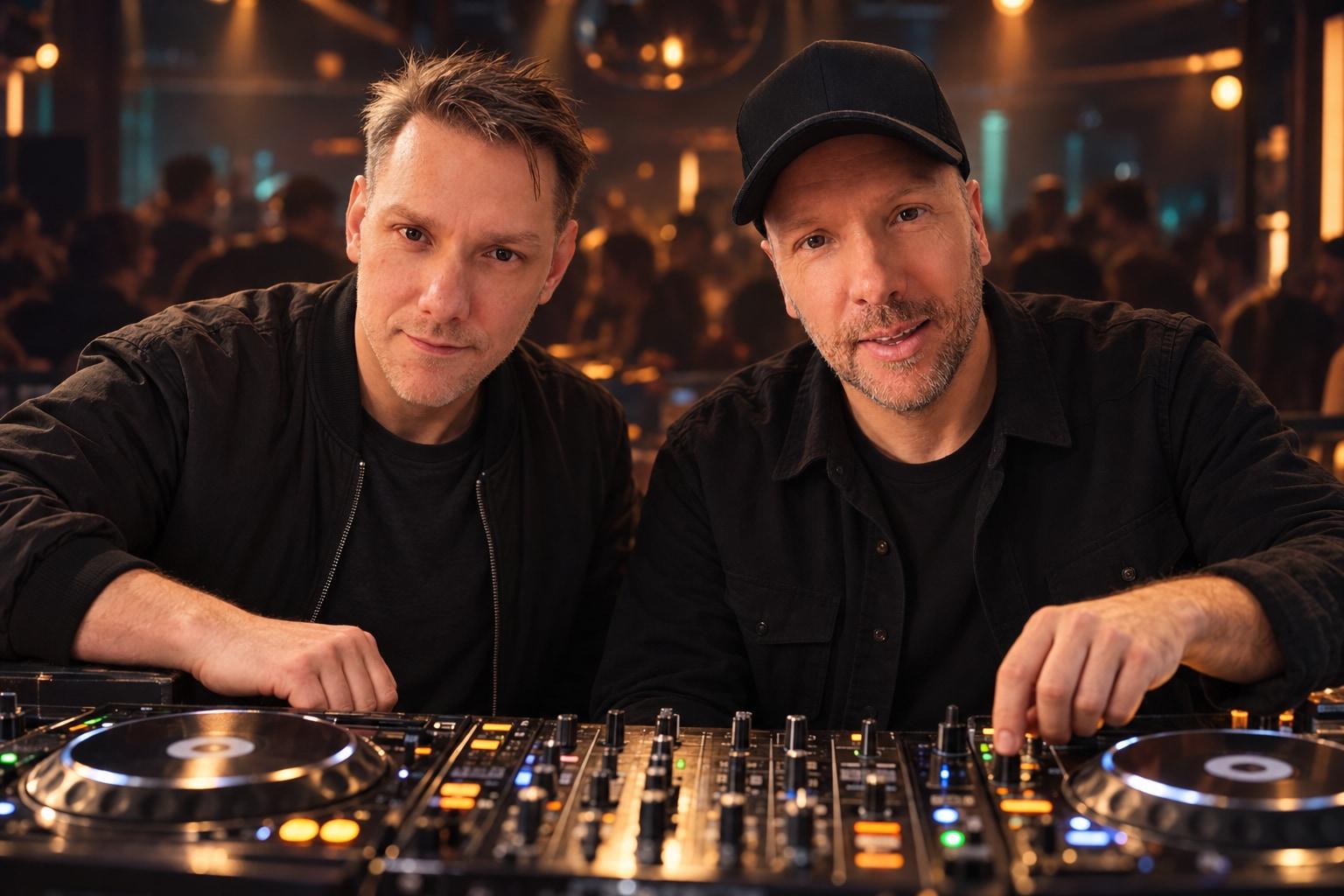 Matt and Warren Meyers of Soulshaker behind the decks in a club