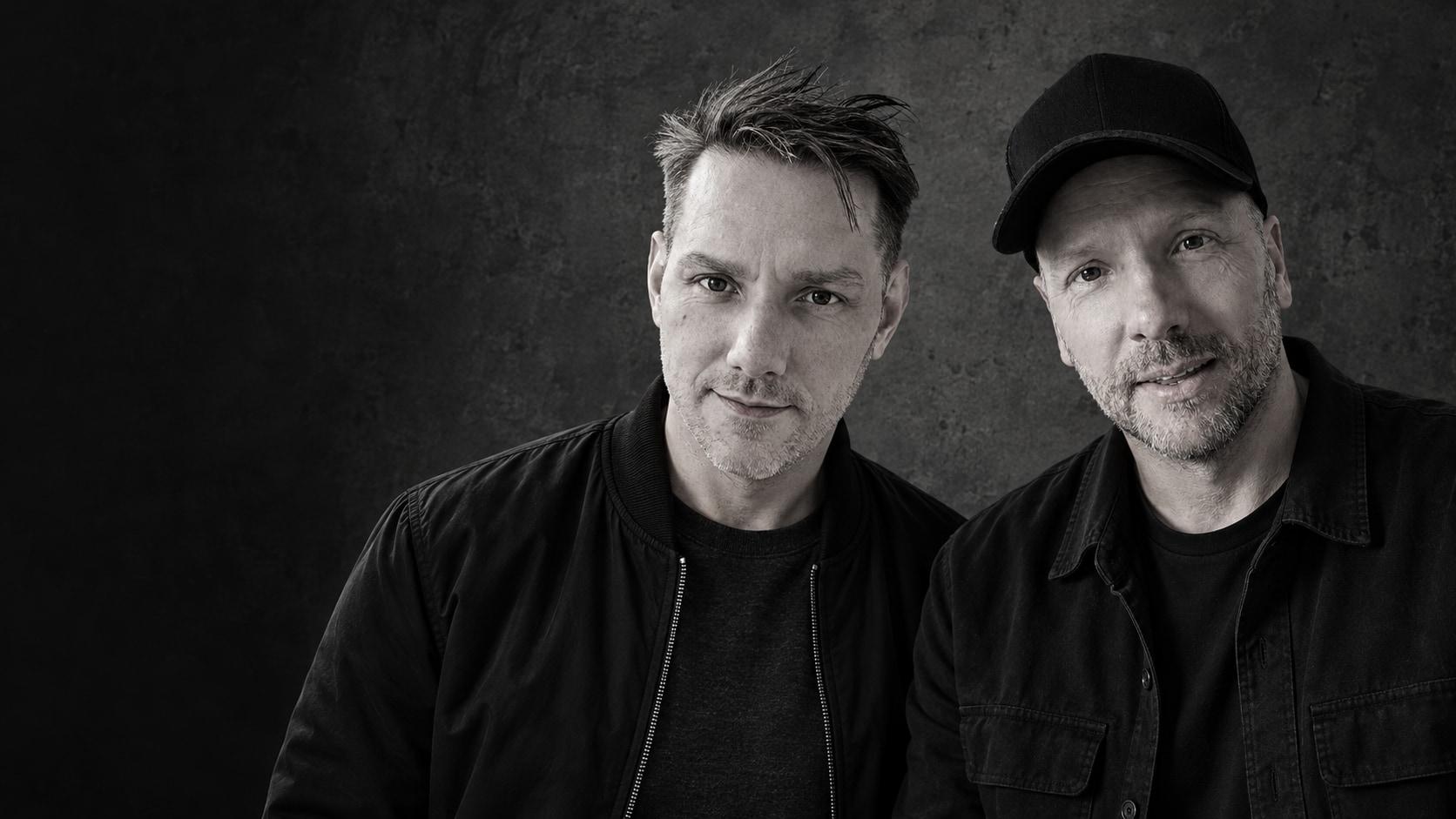 Matt and Warren Meyers of Soulshaker, dark studio portrait